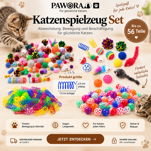 56-teiliges Katzenspielzeug-Mix-Set – Plüsch & Kunststoff
