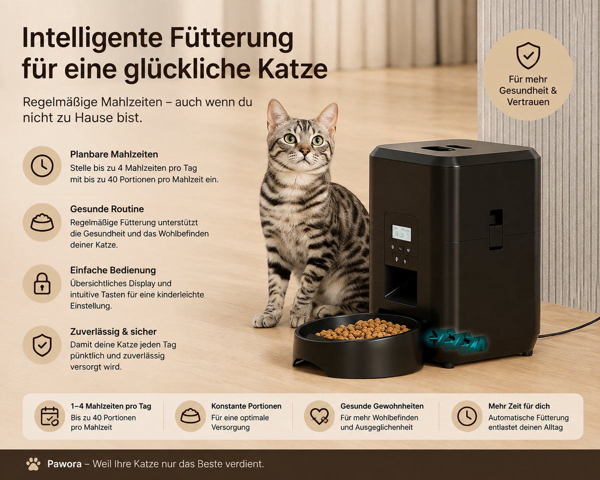 Pawora SmartFeeder – Intelligenter Futterautomat für Katzen & Hunde