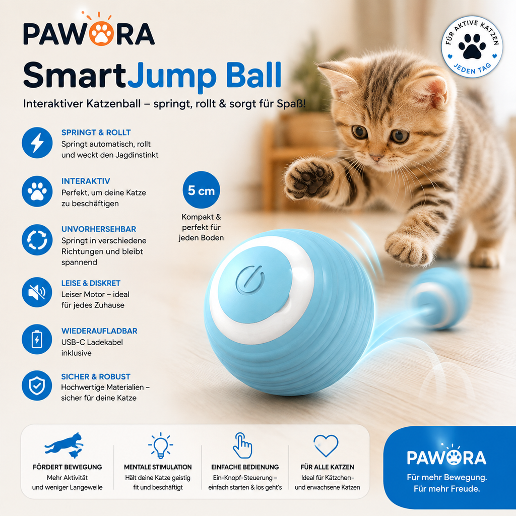 Pawora SmartPlay – Interaktiver Katzenball mit Bewegungssensor