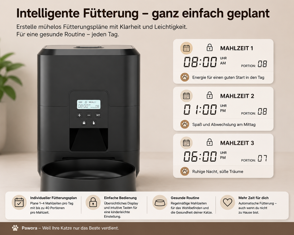 Pawora SmartFeeder – Intelligenter Futterautomat für Katzen & Hunde