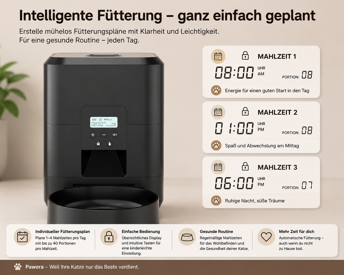 Pawora SmartFeeder – Intelligenter Futterautomat für Katzen & Hunde