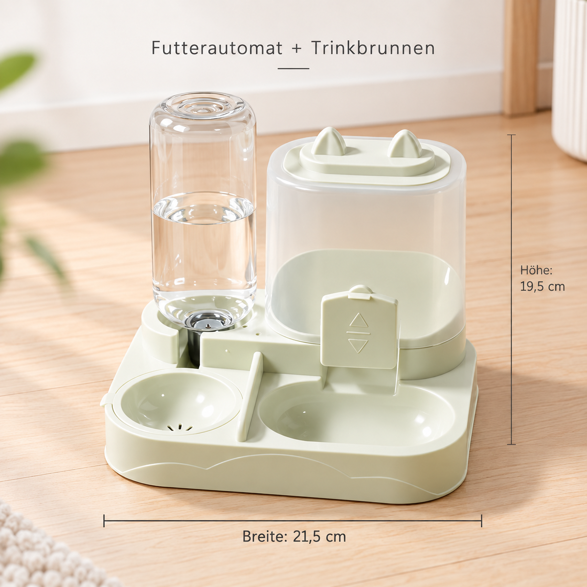 2-in-1 Fressnapf mit Wasserspender für Katzen & Hunde