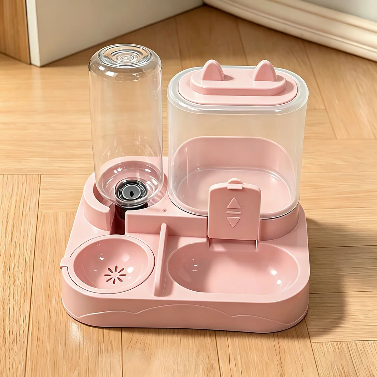 2-in-1 Fressnapf mit Wasserspender für Katzen & Hunde