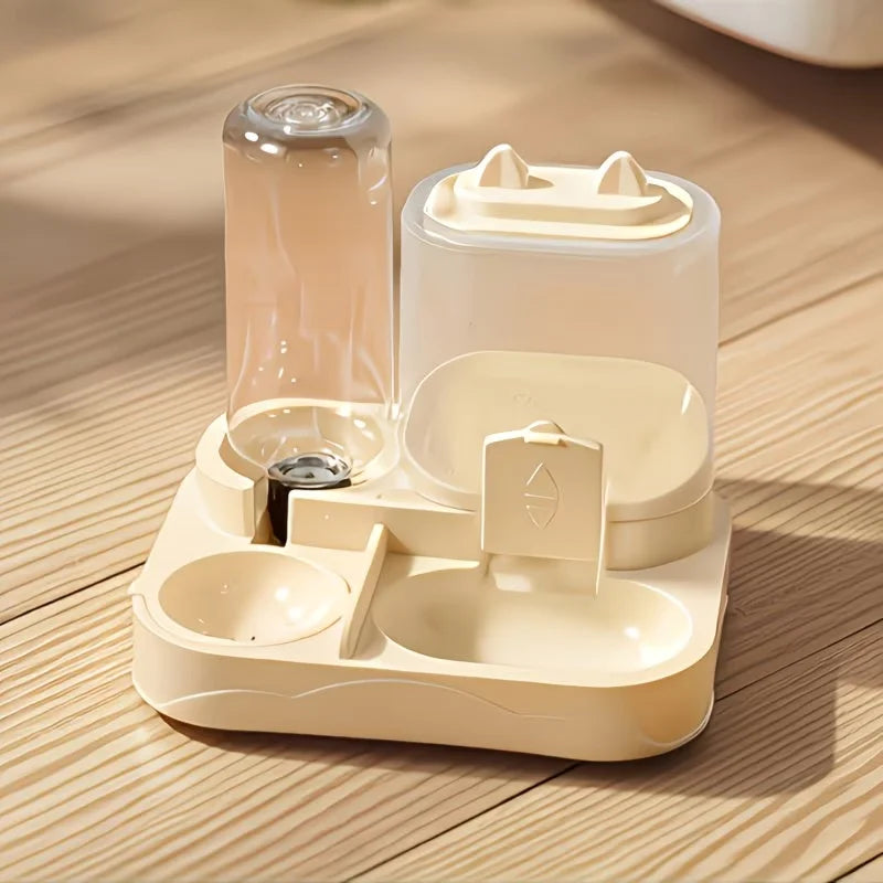 2-in-1 Fressnapf mit Wasserspender für Katzen & Hunde