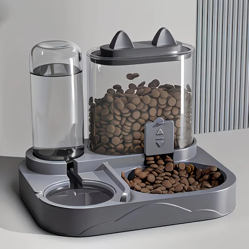 2-in-1 Fressnapf mit Wasserspender für Katzen & Hunde