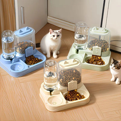 2-in-1 Fressnapf mit Wasserspender für Katzen & Hunde